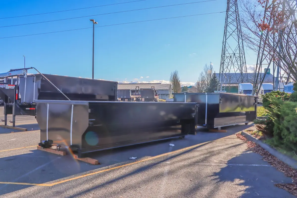 Roll-off dumpster ready for waste disposal at job site for Construction Dumpster Rental in Tillamook
